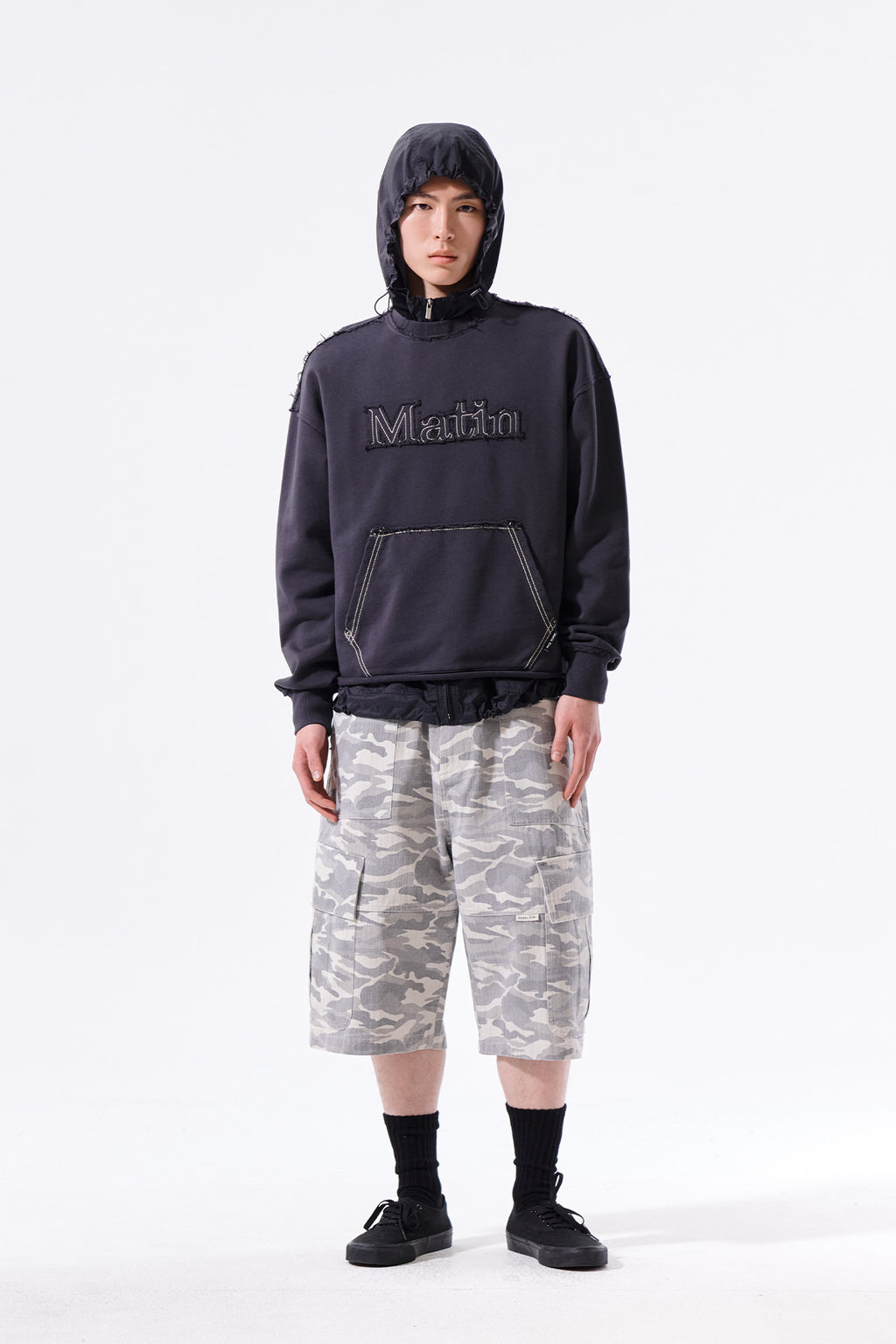 Matin Kim - Raw Cut Applique Sweatshirt (Charcoal) product image 13 | TRAB K-Fashion Australia