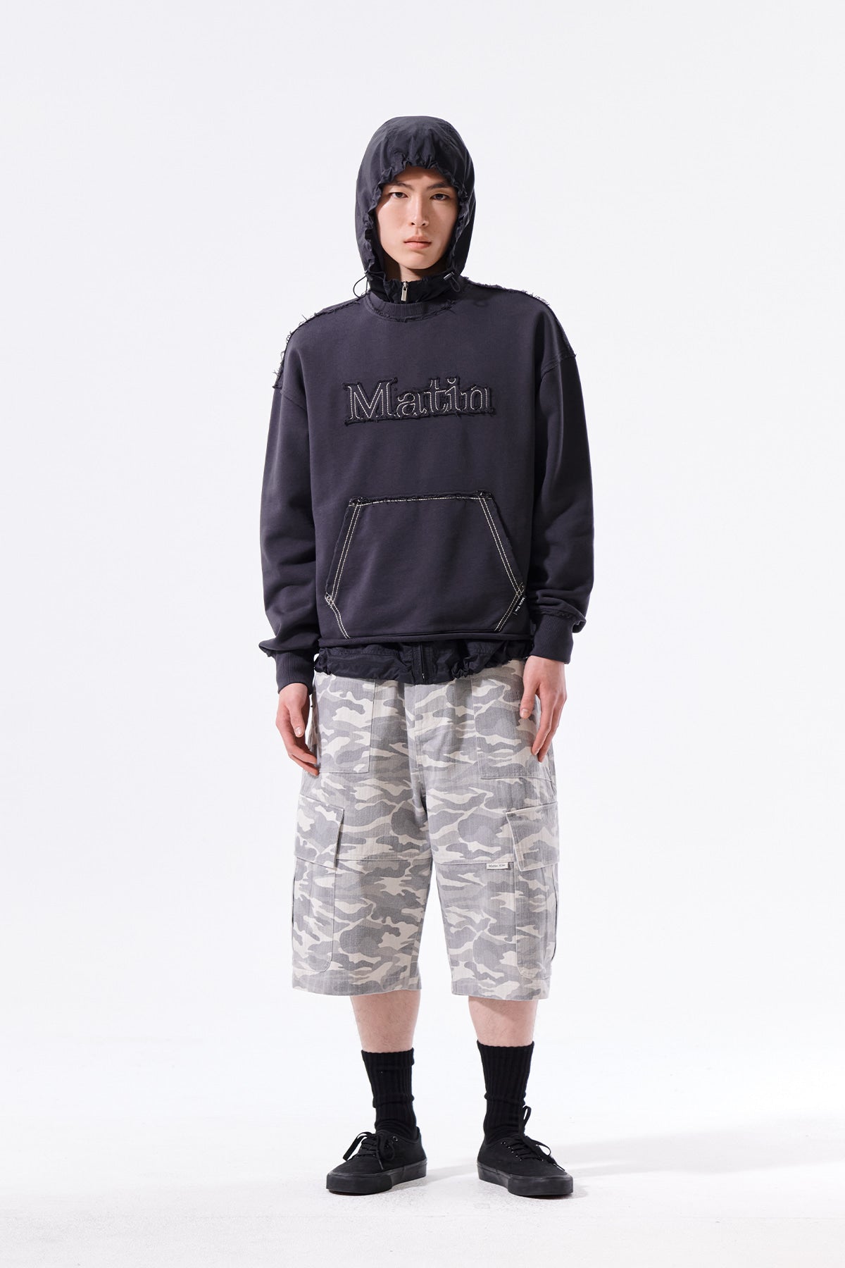Matin Kim - Raw Cut Applique Sweatshirt (Charcoal) product image 13 | TRAB K-Fashion Australia
