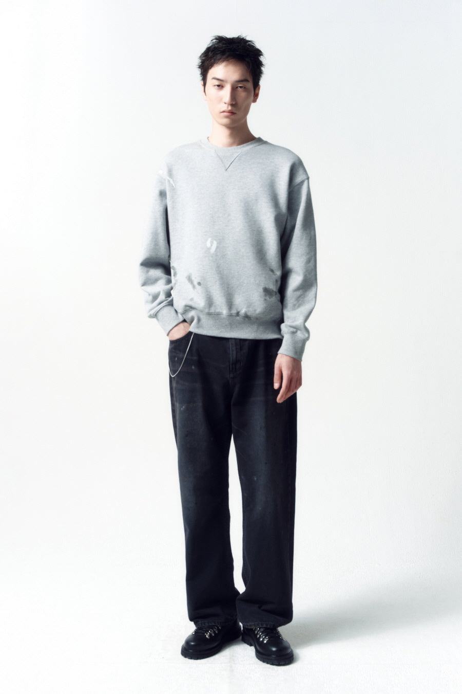 Insilence - Dirty Paint Denim Pants (Washed Black) product image 4 | TRAB K-Fashion Australia