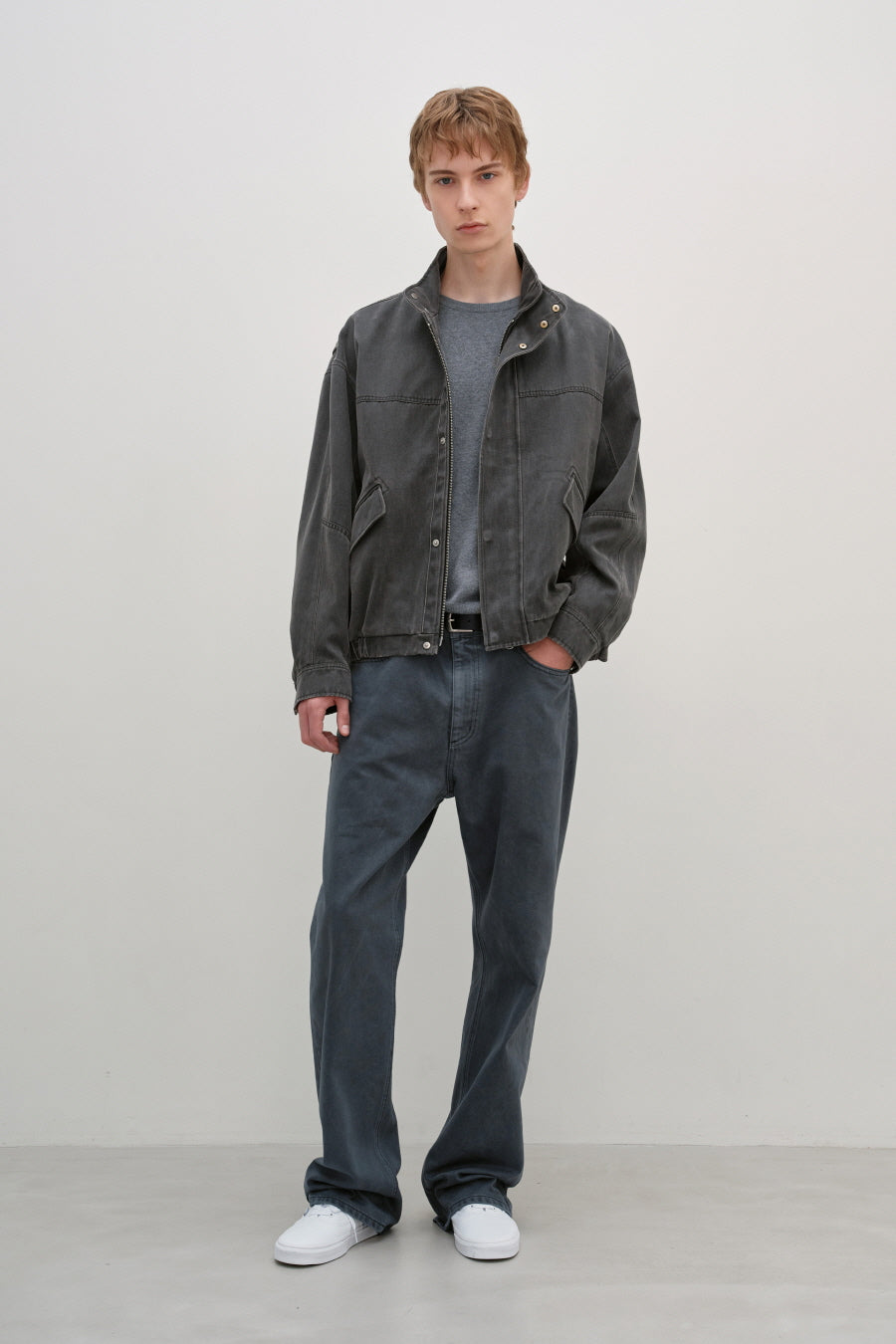 Insilence - Washed Faux Leather Jumper (Charcoal) product image 3 | TRAB K-Fashion Australia