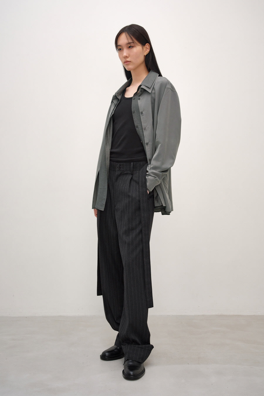 Insilence - Belted Turn-Up Slacks (Stripe) product image 6 | TRAB K-Fashion Australia