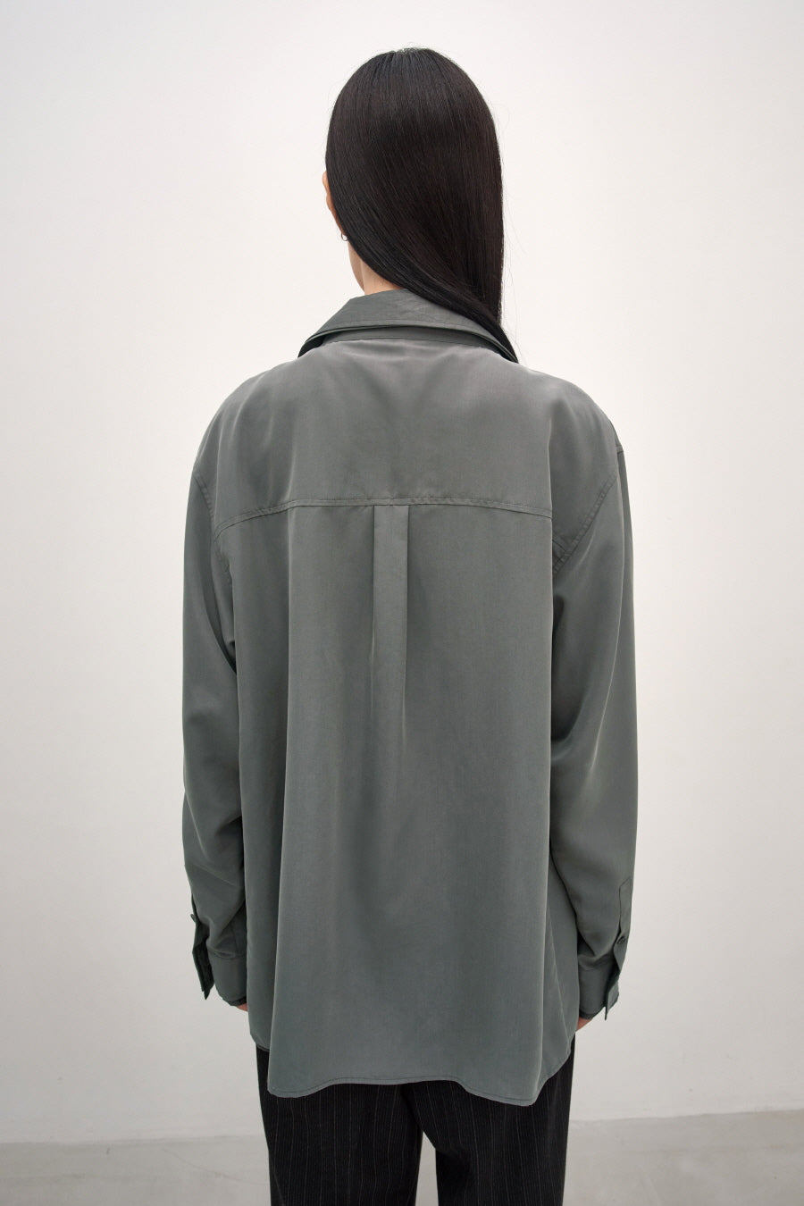 Insilence - Layered Overfit Shirt (Ash Khaki) product image 5 | TRAB K-Fashion Australia
