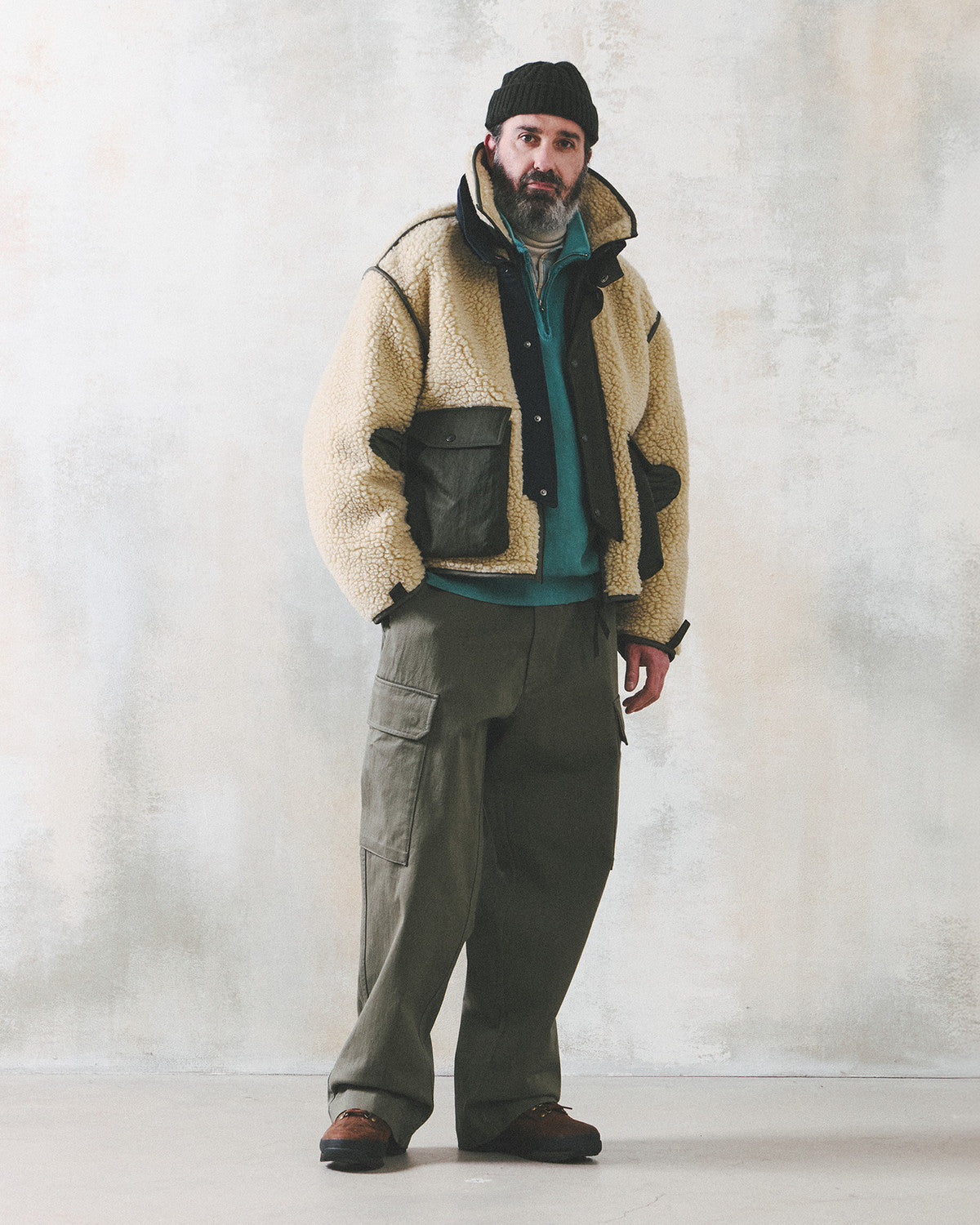 Eastlogue - Alpine Layered Fleece Jumper (Beige) product image 1 | TRAB K-Fashion Australia