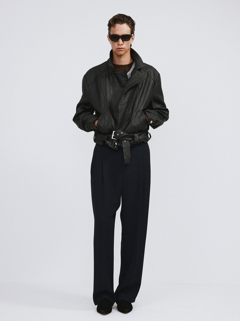 Recto - Vintage Effect Biker Jacket (Black) product image 2 | TRAB K-Fashion Australia