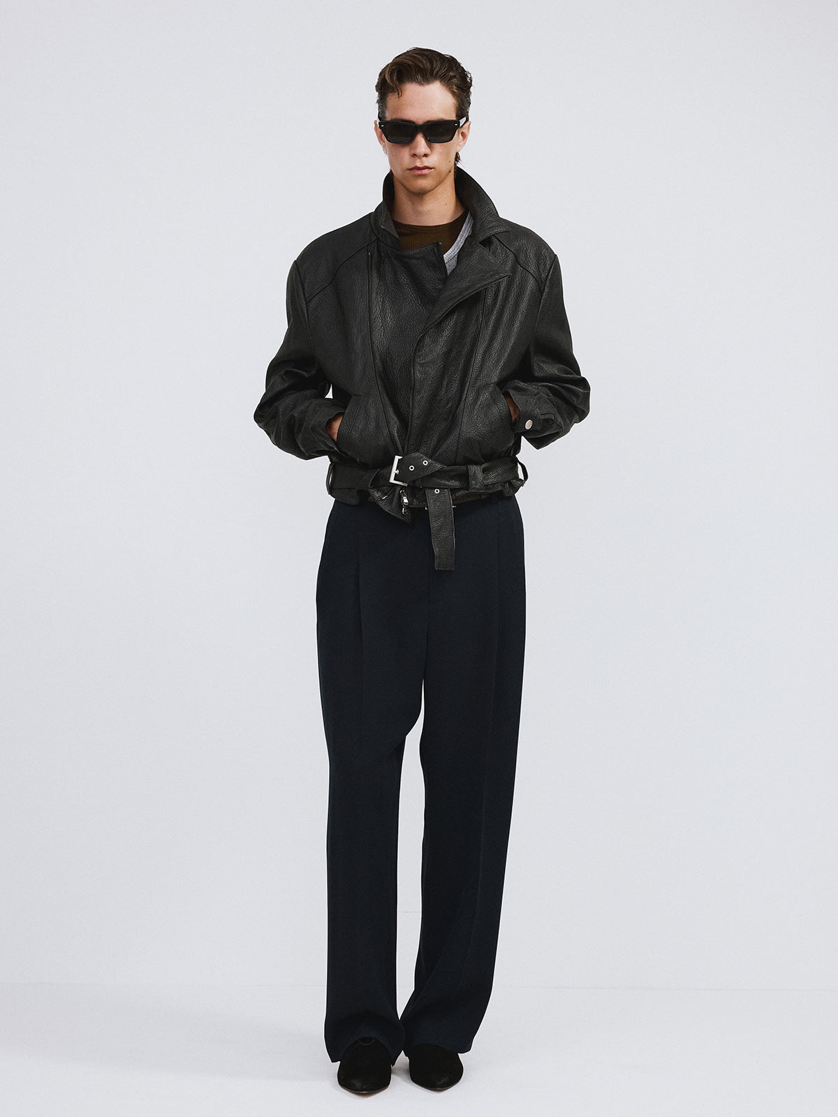 Recto - Vintage Effect Biker Jacket (Black) product image 2 | TRAB K-Fashion Australia