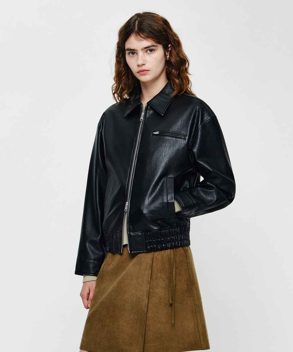 Marithe & Francois Girbaud - Faux Leather Collar Jacket (Black) product image 2 | TRAB K-Fashion Australia