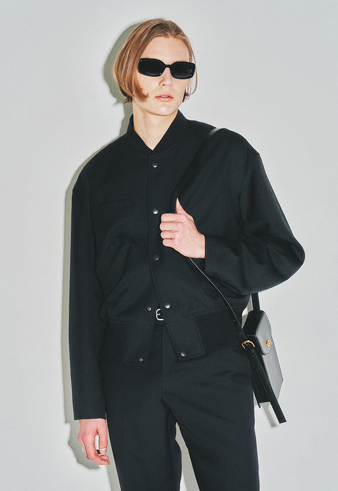 Tonywack - Hard Twist Wool Cropped Bomber Jacket (Dark Charcoal) product image 6 | TRAB K-Fashion Australia