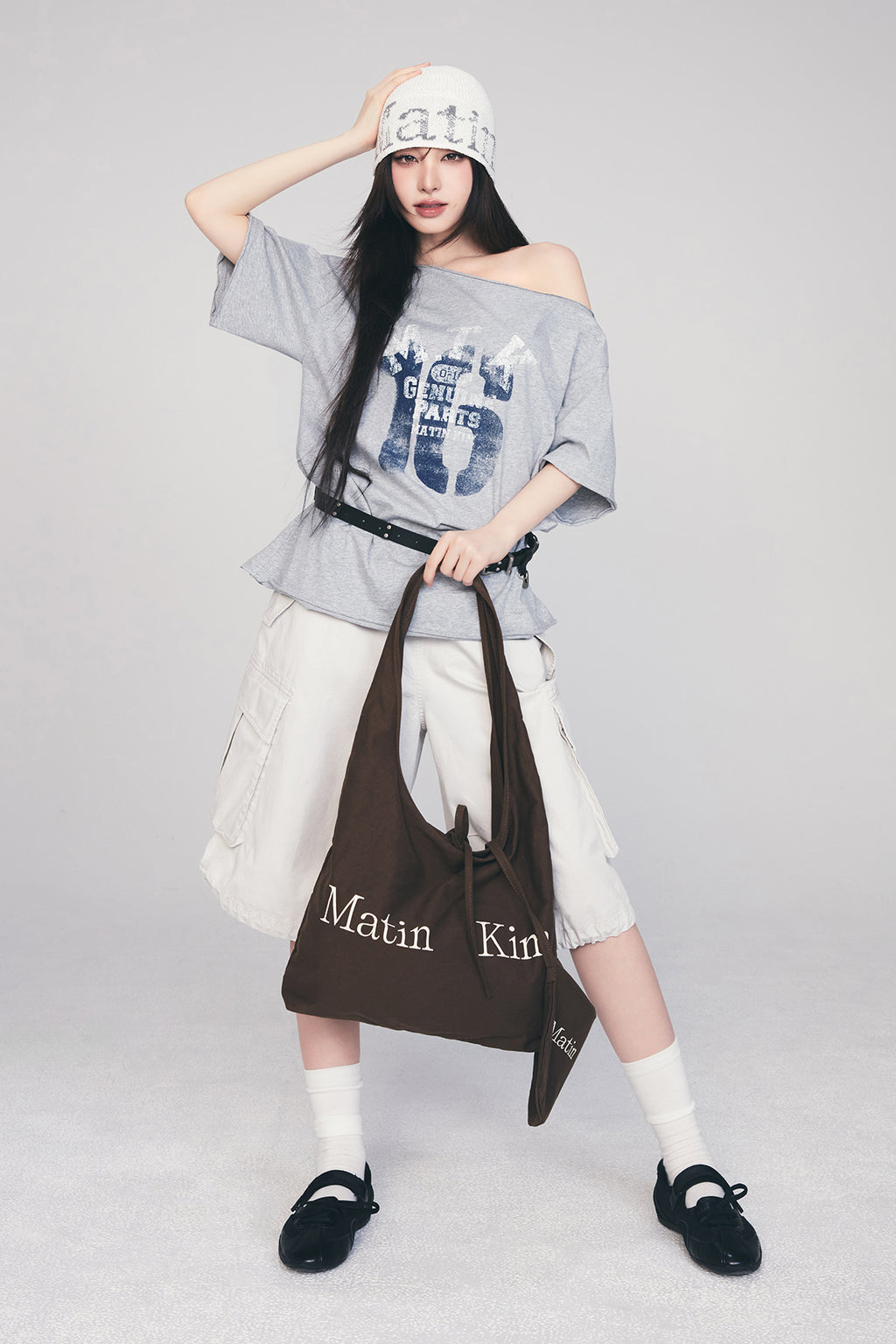 Matin Kim - Logo Point Round Ecobag (Khaki Brown) product image 1 | TRAB K-Fashion Australia