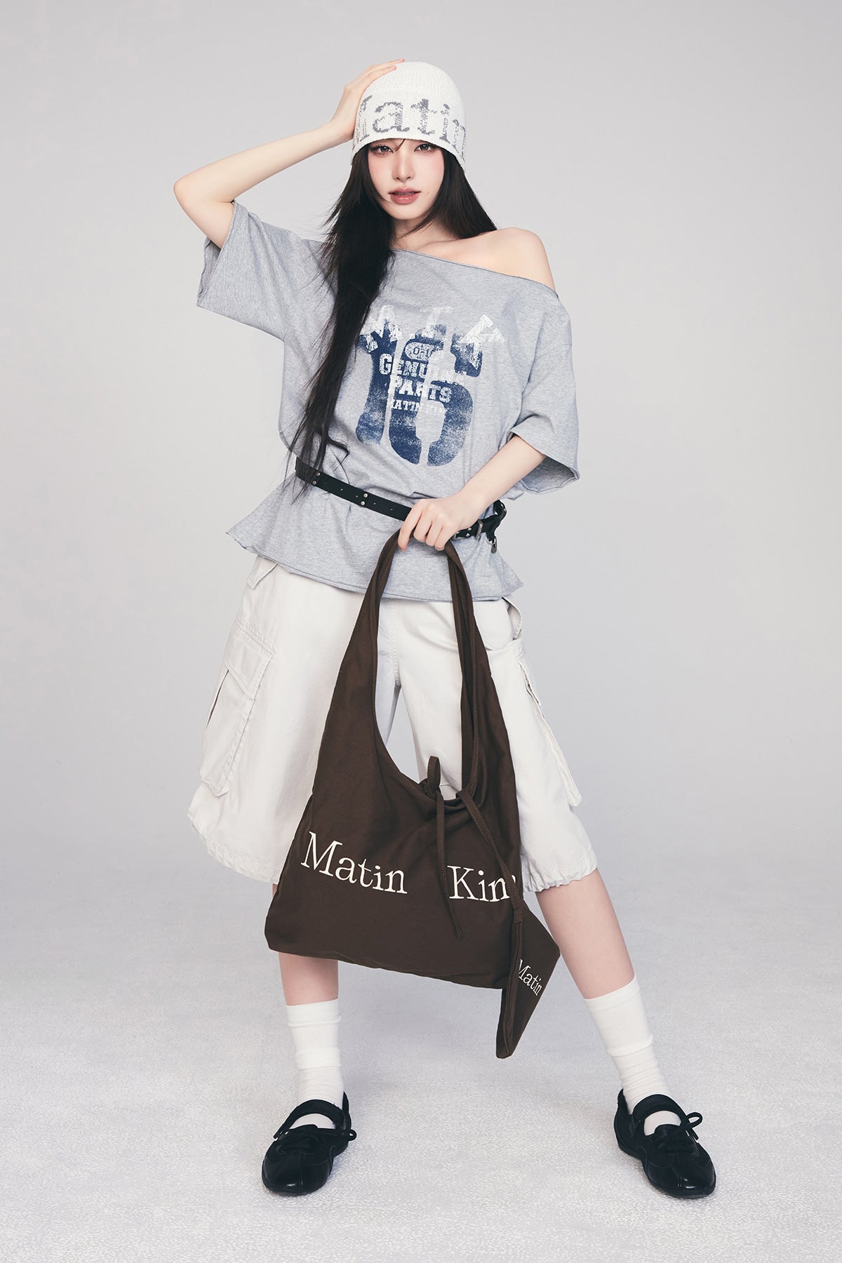 Matin Kim - Logo Point Round Ecobag (Khaki Brown) product image 1 | TRAB K-Fashion Australia
