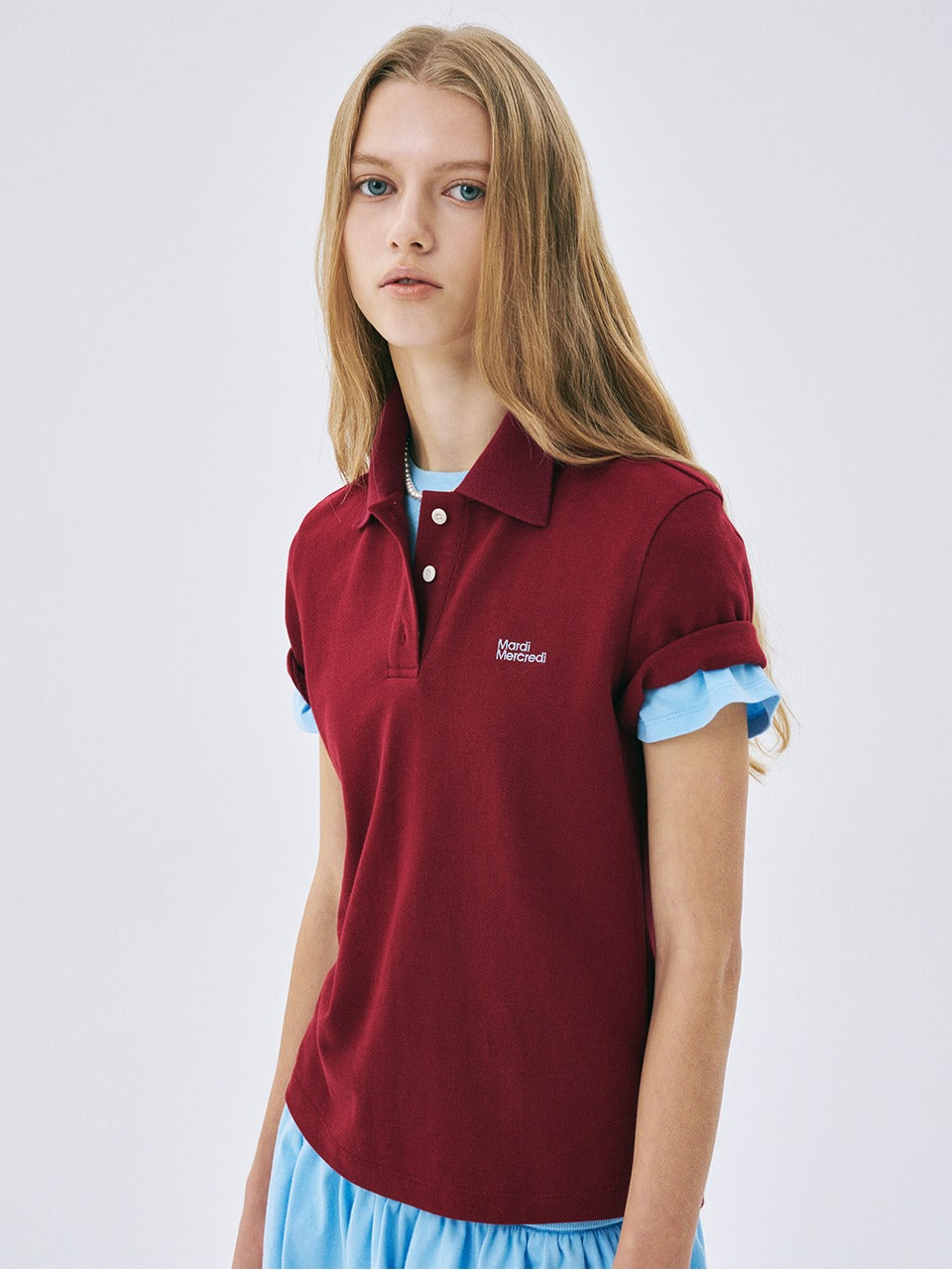 Mardi Mercredi - Slimfit Shirt Piquet Essential (Burgundy) product image 1 | TRAB K-Fashion Australia