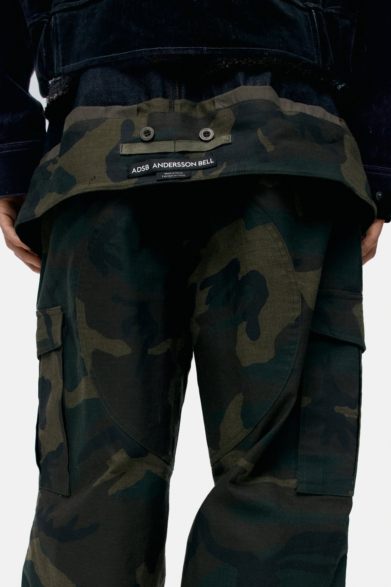 Andersson Bell - Unisex Camouflage Double Waist Work Wide-Leg Jeans (Navy/Green) product image 6 | TRAB K-Fashion Australia