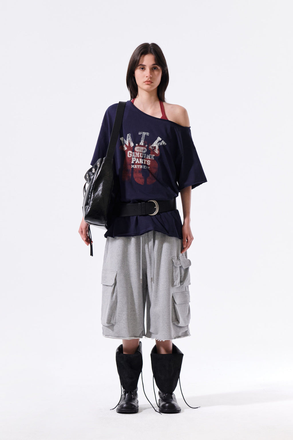Matin Kim - Terry Utility Pocket Bermuda Pants (Grey) product image 5 | TRAB K-Fashion Australia