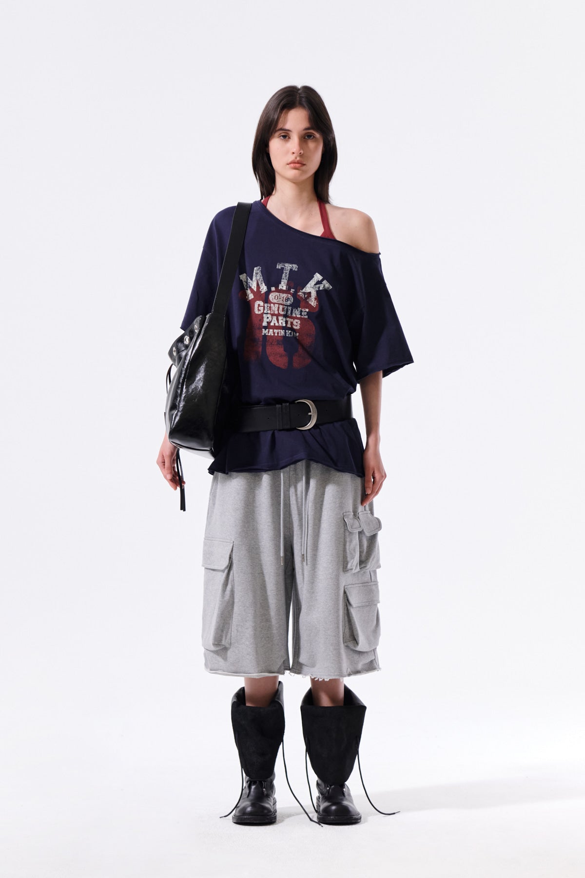 Matin Kim - Terry Utility Pocket Bermuda Pants (Grey) product image 5 | TRAB K-Fashion Australia