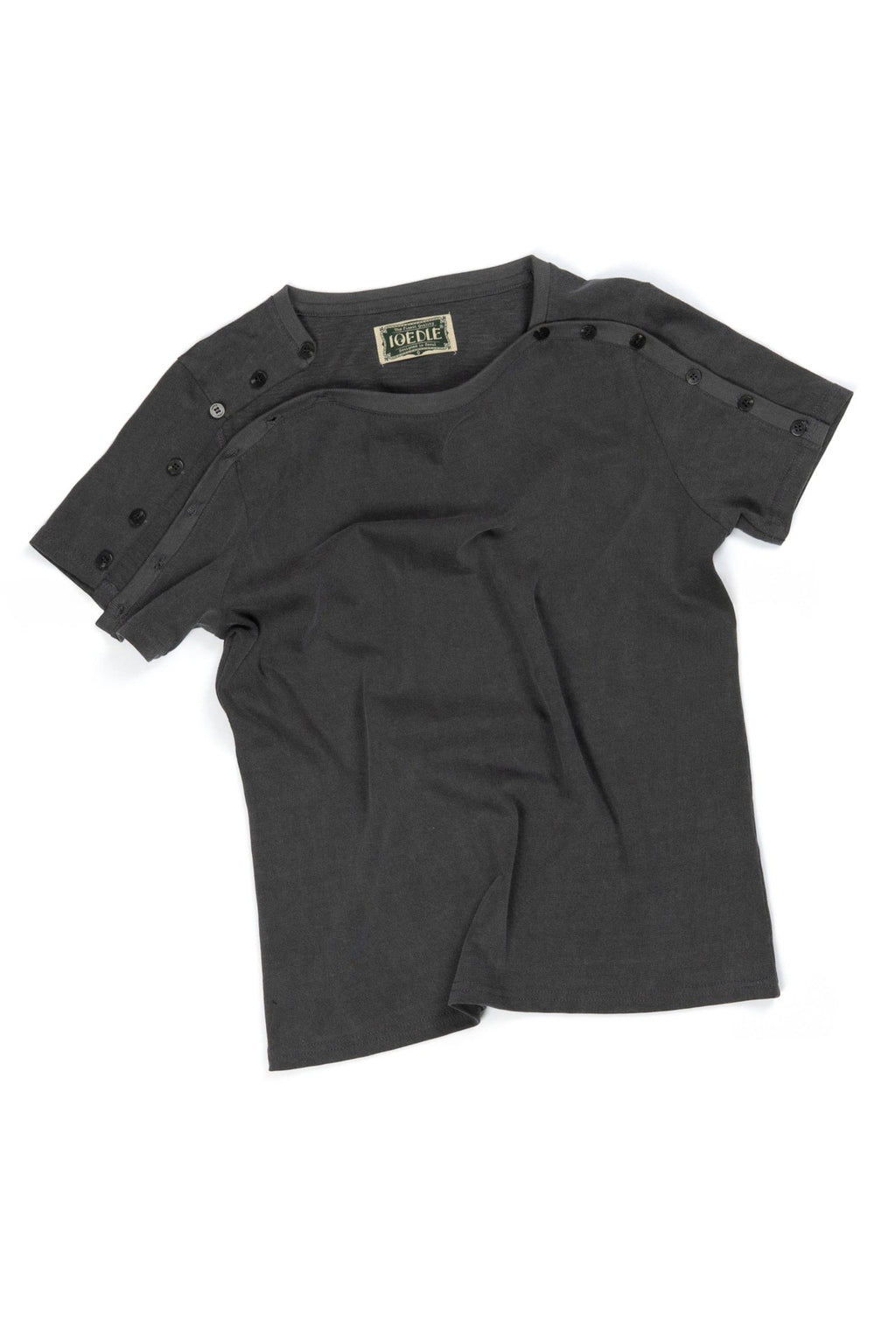 Ioedle - Tight-Button Boat Neck T-Shirt (Charcoal) product image 2 | TRAB K-Fashion Australia
