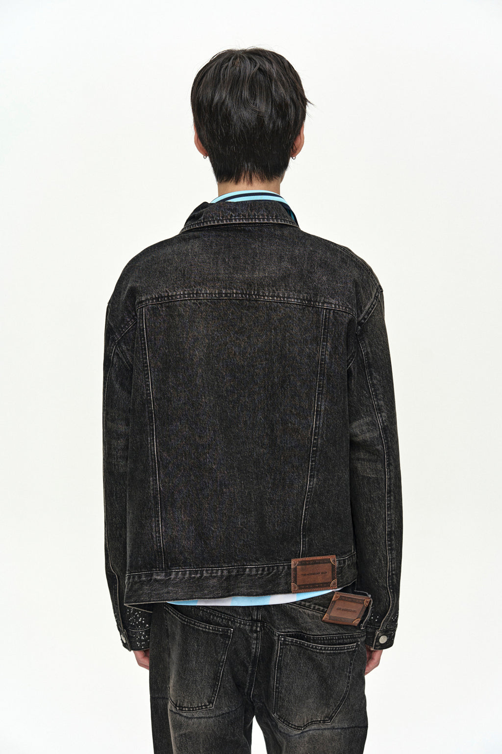 Andersson Bell - Unisex Asymmetric Layered Beads Denim Jacket (Black) product image 11 | TRAB K-Fashion Australia