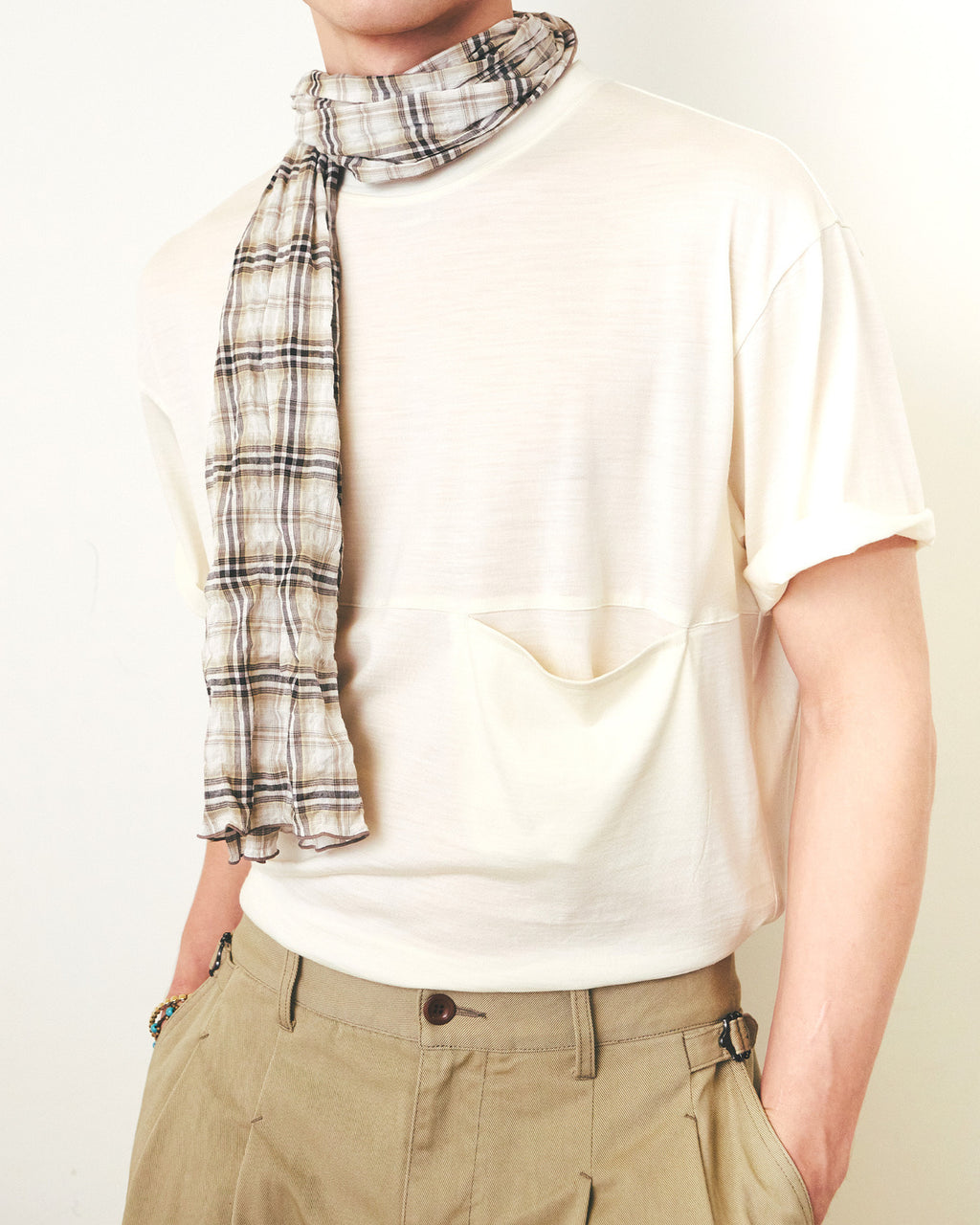Eastlogue - Pattern Scarf (Beige & Black Check) product image 3 | TRAB K-Fashion Australia