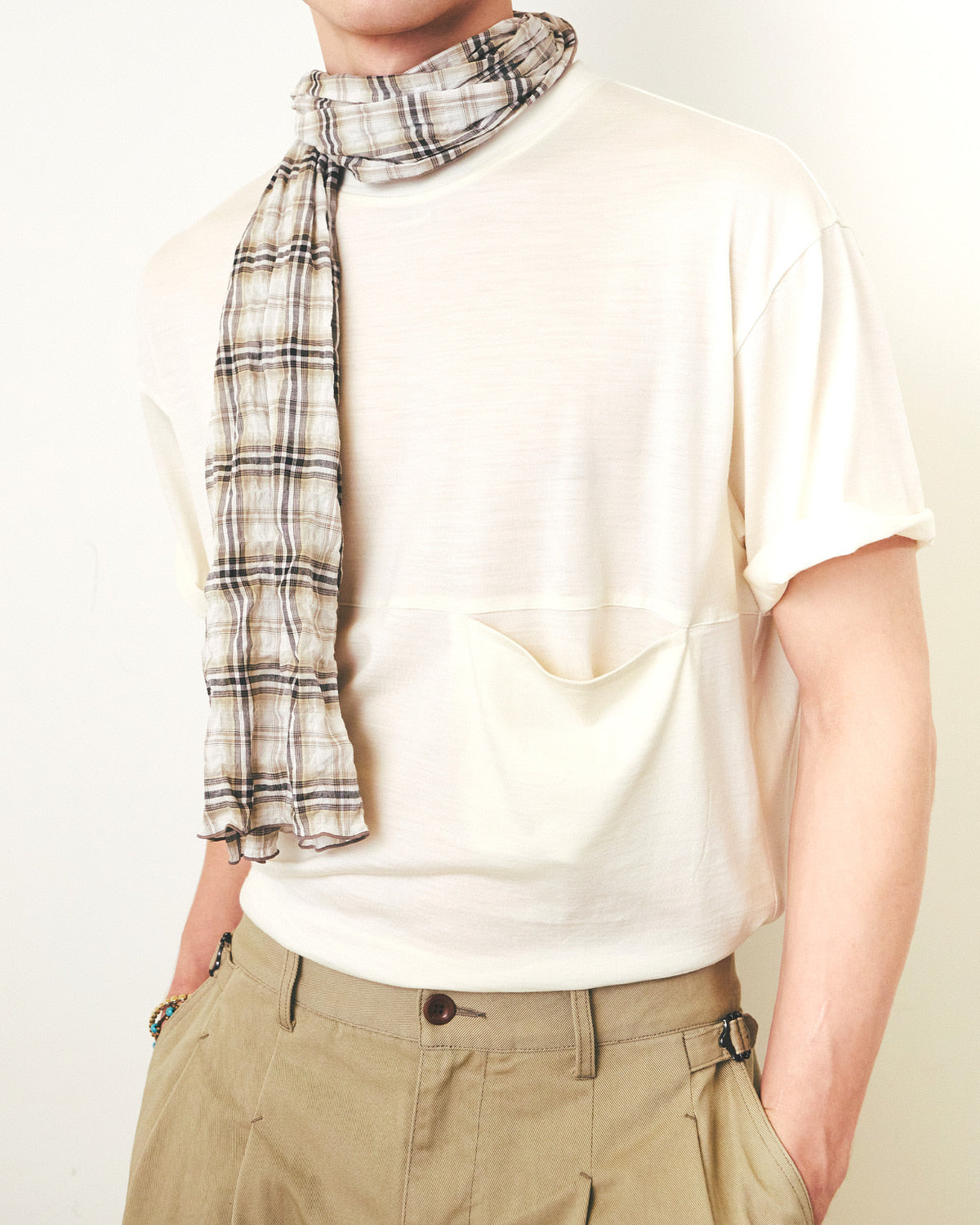 Eastlogue - Pattern Scarf (Beige & Black Check) product image 3 | TRAB K-Fashion Australia