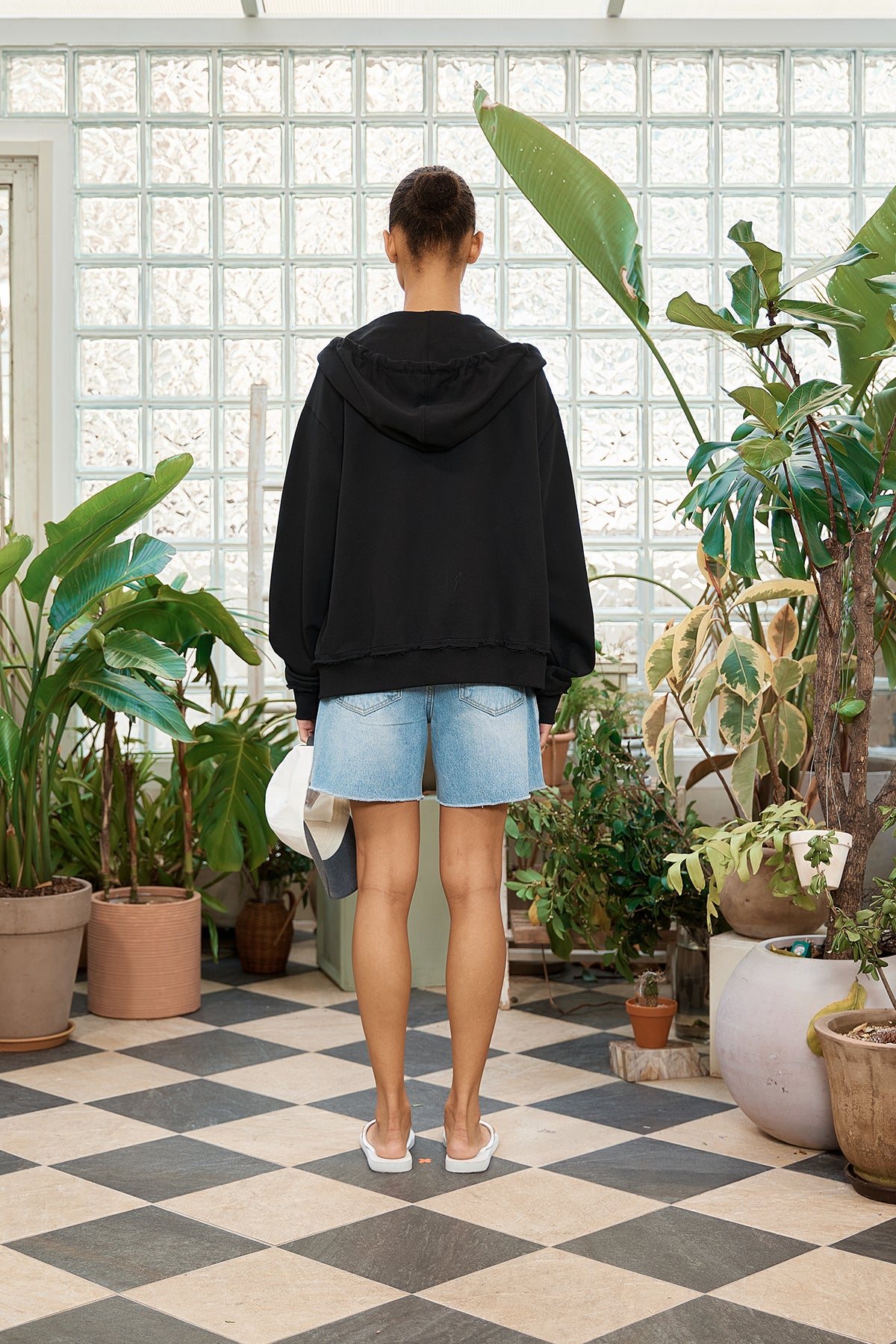 Matin Kim - Applique Cutted Logo Hoody Zip Up (Black) product image 8 | TRAB K-Fashion Australia