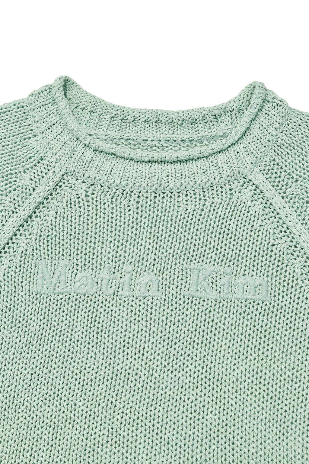 Matin Kim - Three Quarter Sleeve Logo Knit Pullover (Mint) product image 3 | TRAB K-Fashion Australia