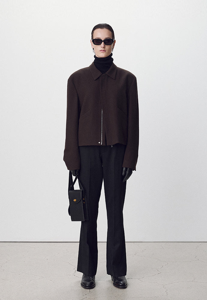 Tonywack - Virgin Wool Cropped Blouson Jacket (Dark Brown) product image 2 | TRAB K-Fashion Australia