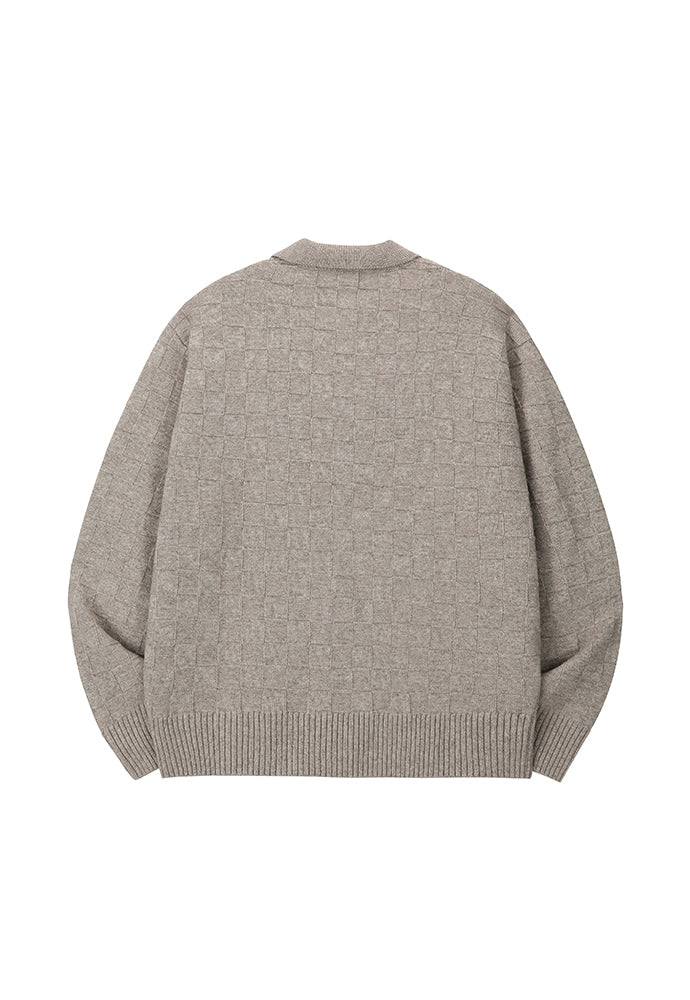 Art if acts - Checkerboard Collar Knit (Mushroom) product image 9 | TRAB K-Fashion Australia