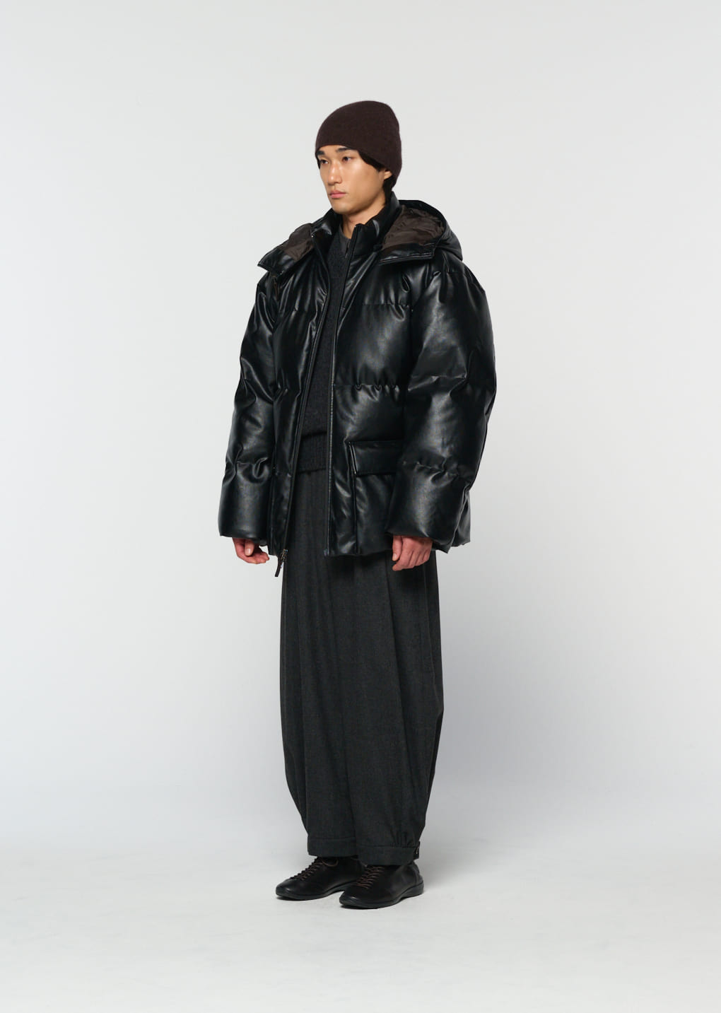 Amomento - [Pre-Order] synthetic leather mid puffer (Black) product image 3 | TRAB K-Fashion Australia
