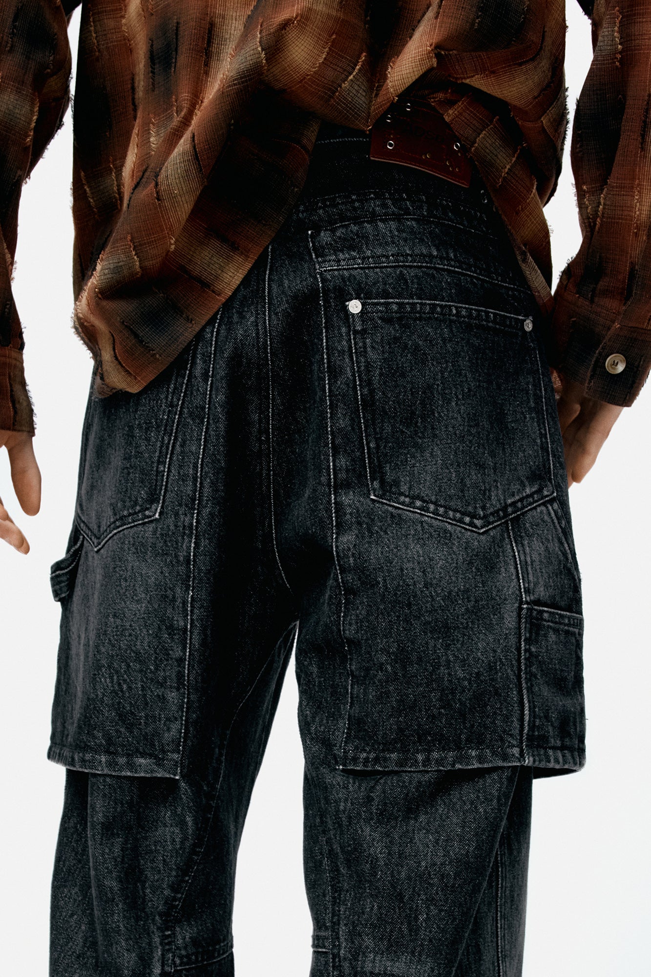 Andersson Bell - Unisex Raptor Layered Wide-Leg Jeans (Washed Black) product image 6 | TRAB K-Fashion Australia