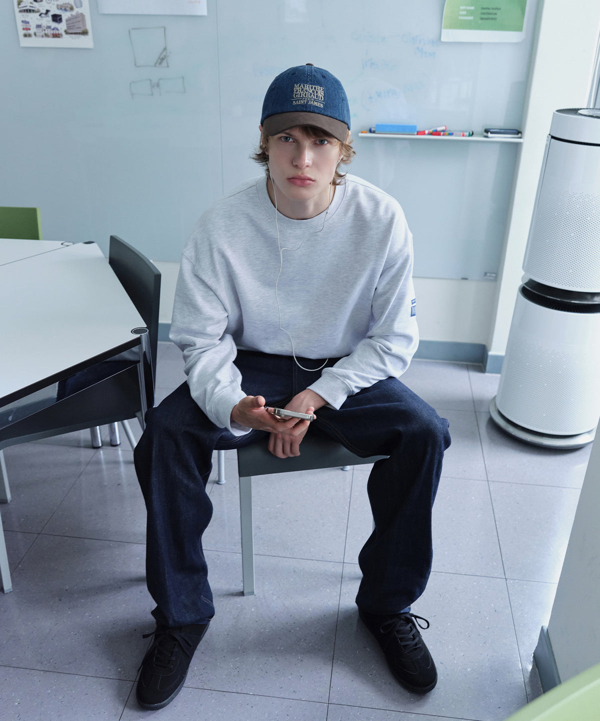 Marithe & Francois Girbaud - Marithe X Saint James Bon Bon Elbow Patch Sweatshirt (Light Heather Gray) product image 1 | TRAB K-Fashion Australia