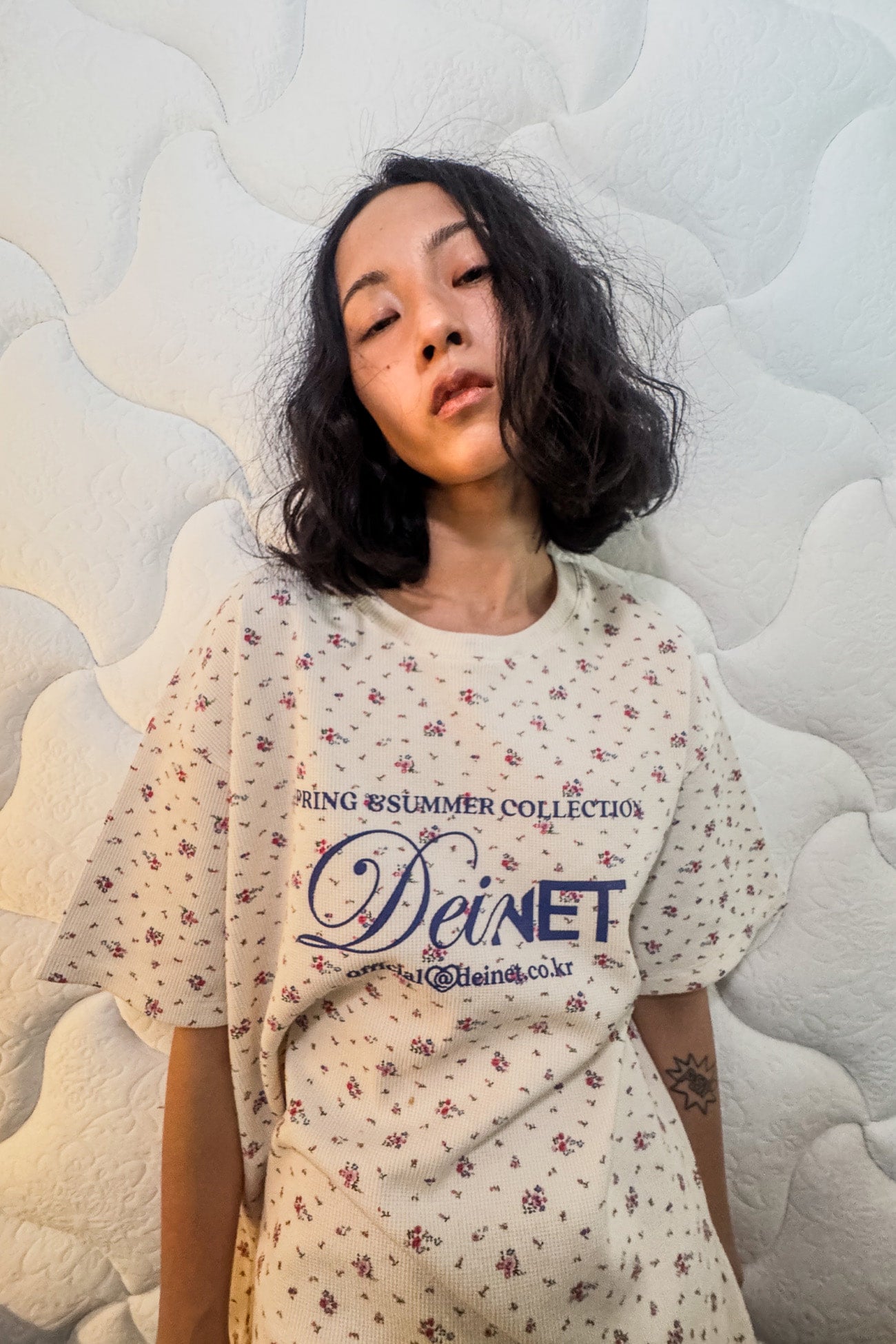 Deinet - Soft Waffle Flower T-Shirt (Ivory) product image 7 | TRAB K-Fashion Australia