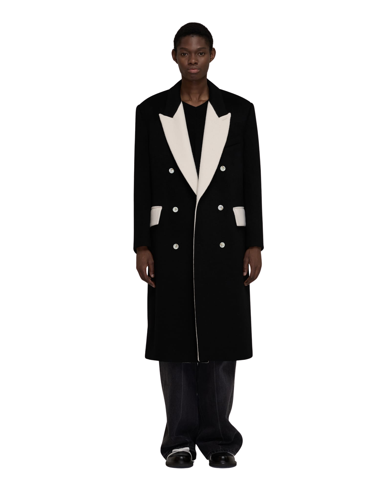 Kimhe Kim - Bi Color Double Breasted Coat (Black/Ivory) product image 12 | TRAB K-Fashion Australia