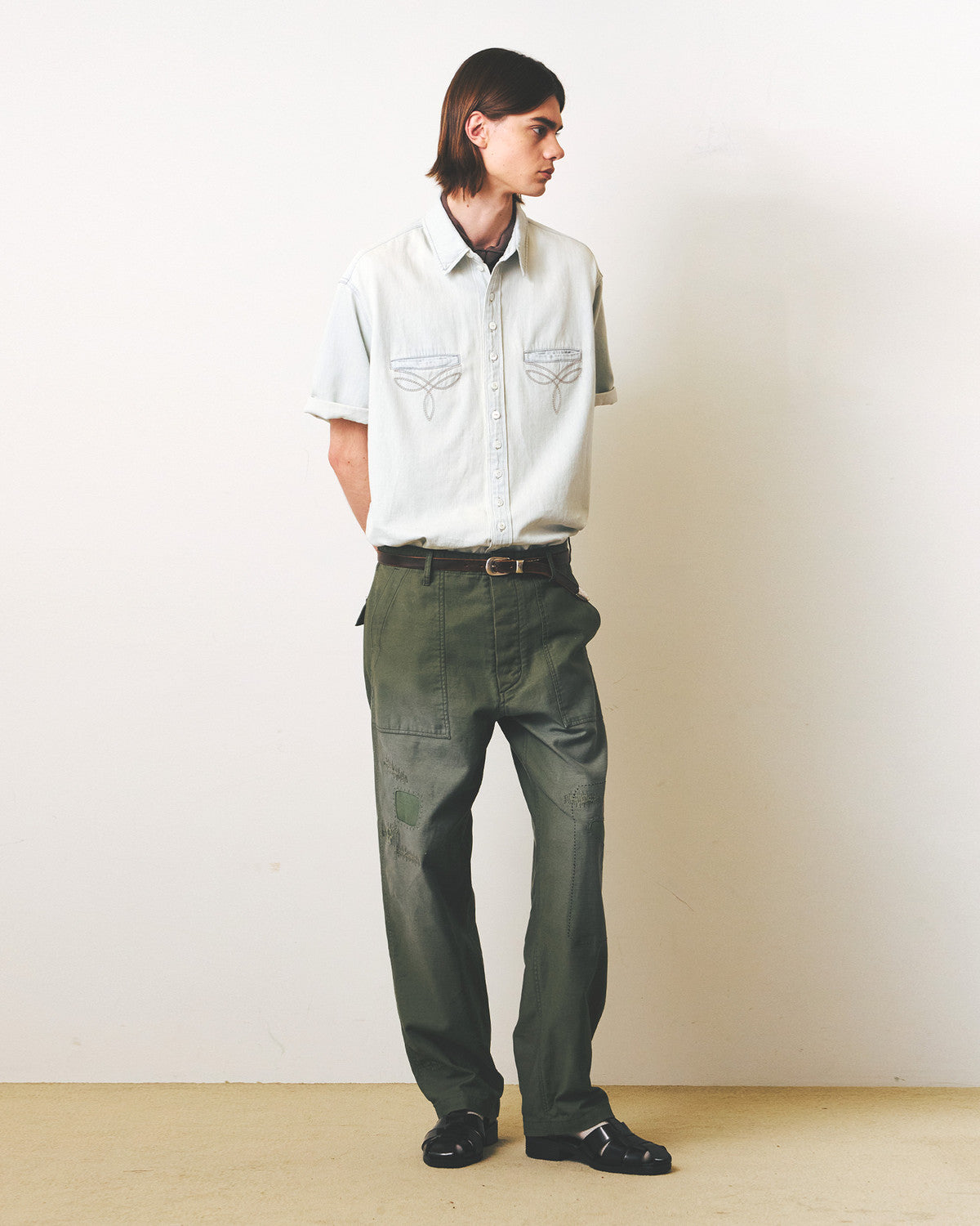 Eastlogue - Antique Country Half Shirts (Light Indigo) product image 1 | TRAB K-Fashion Australia