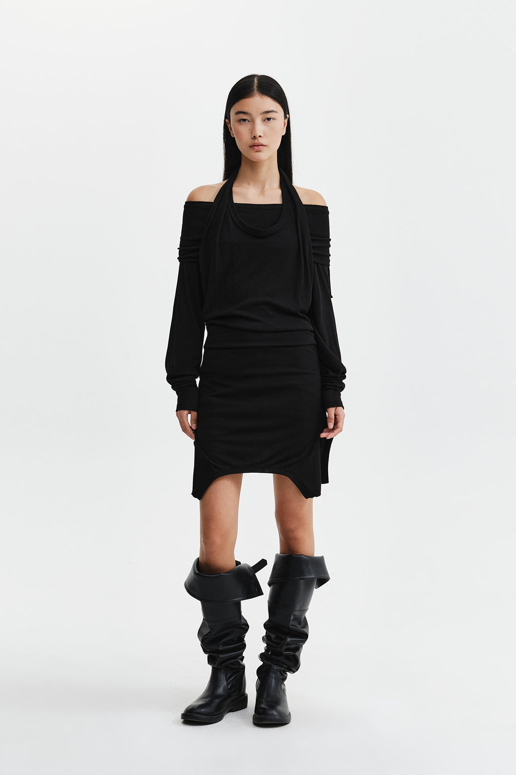 Matin Kim - Two Way Layered Jersey Dress (Black) product image 9 | TRAB K-Fashion Australia