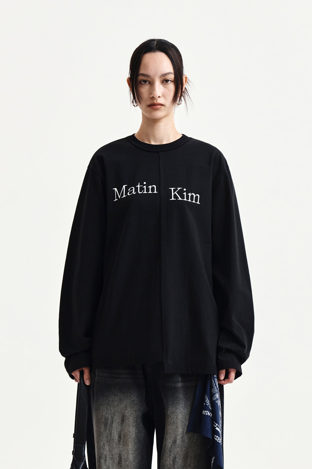 Matin Kim - Asymmetric Logo Top (Black) product image 15 | TRAB K-Fashion Australia