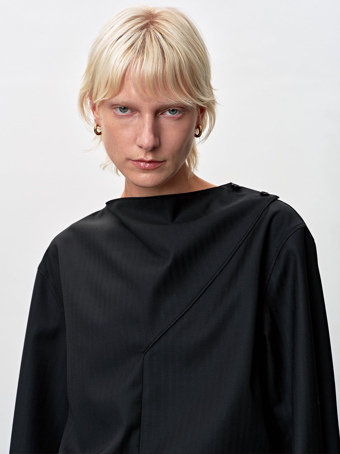 Tonywack - Herringbone Wool Cowl-Neck Blouse (Black) product image 8 | TRAB K-Fashion Australia