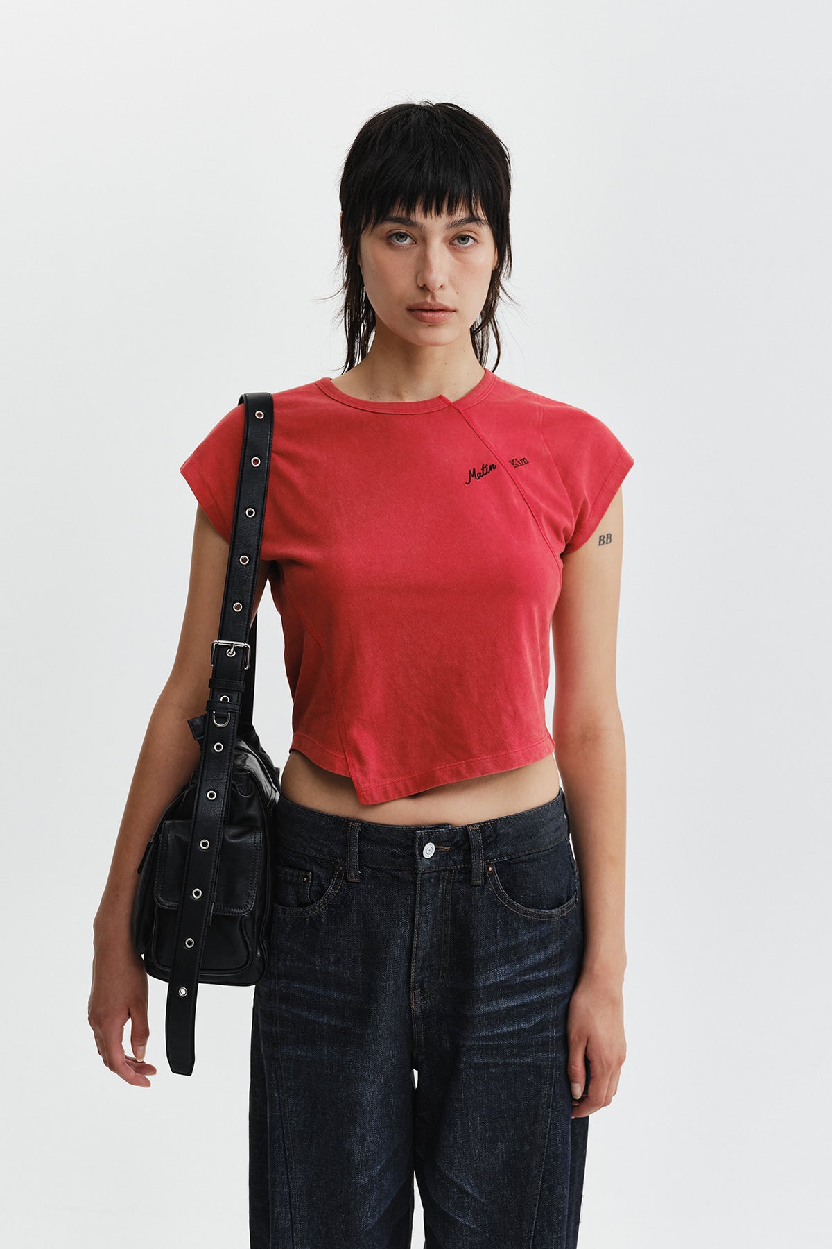 Matin Kim - Curved Cut Slim Top (Red) product image 12 | TRAB K-Fashion Australia