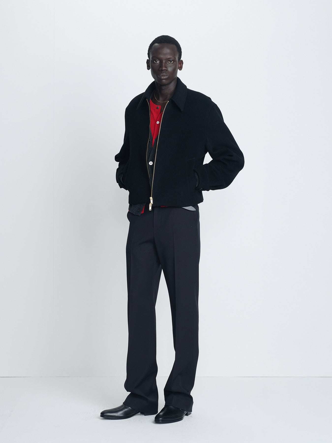 Tonywack - Wool And Cashmere Layered Cardigan (Charcoal/Red) product image 7 | TRAB K-Fashion Australia