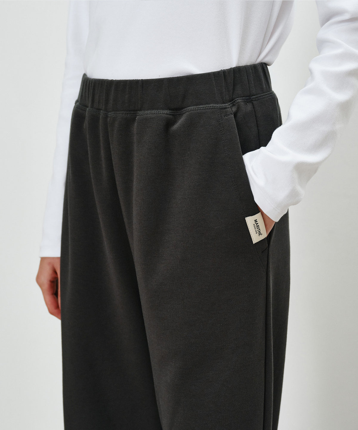 Marithe & Francois Girbaud - Basic Fold-over Sweat Pants (Charcoal) product image 2 | TRAB K-Fashion Australia