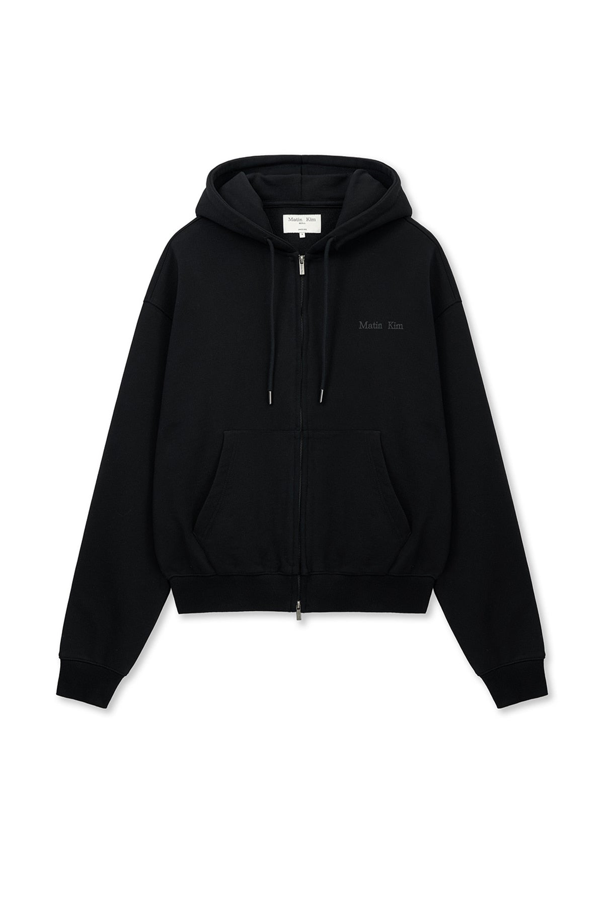 Matin Kim - Back Logo Essential Hoody Zip Up (Black) product image 1 | TRAB K-Fashion Australia