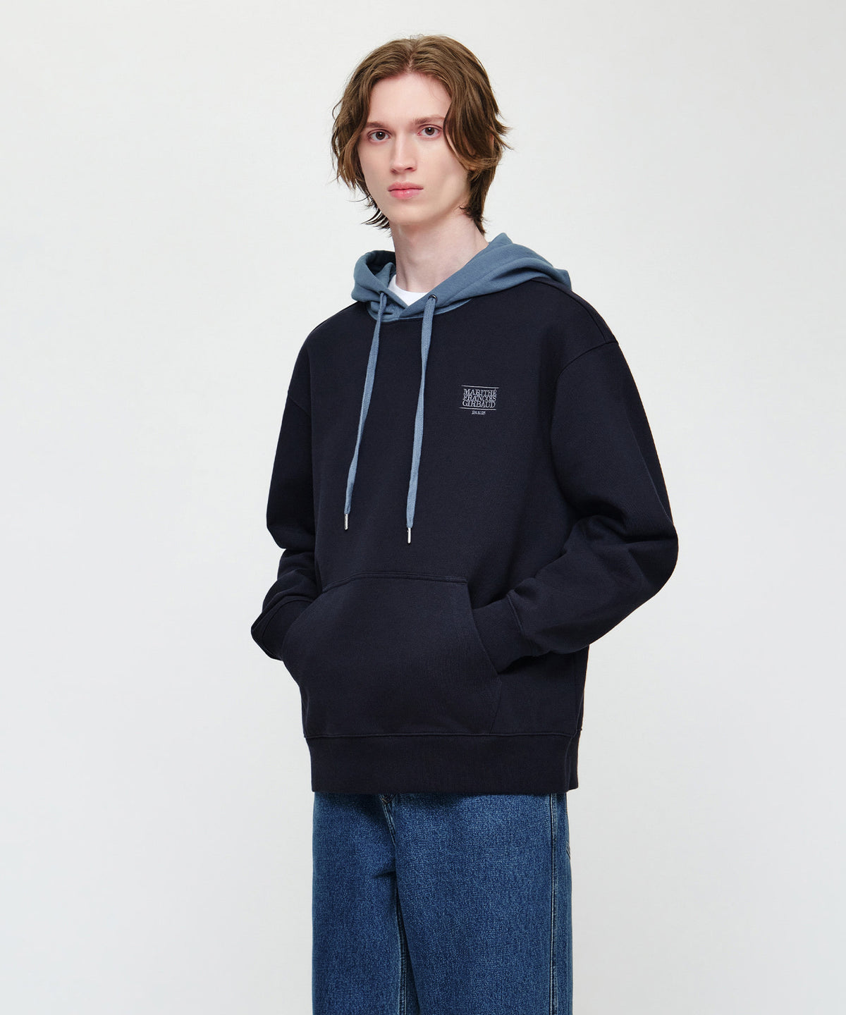 Marithe & Francois Girbaud - Small Classic Logo Embroidery Hoodie (Navy) product image 2 | TRAB K-Fashion Australia