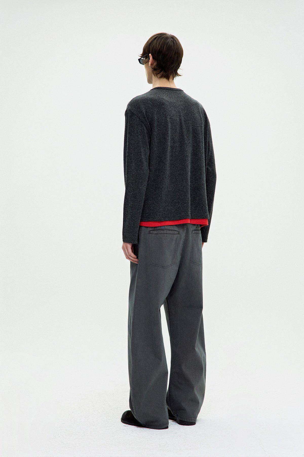 Coor - Hairy Henley Neck Layered T-Shirt (Charcoal) product image 4 | TRAB K-Fashion Australia