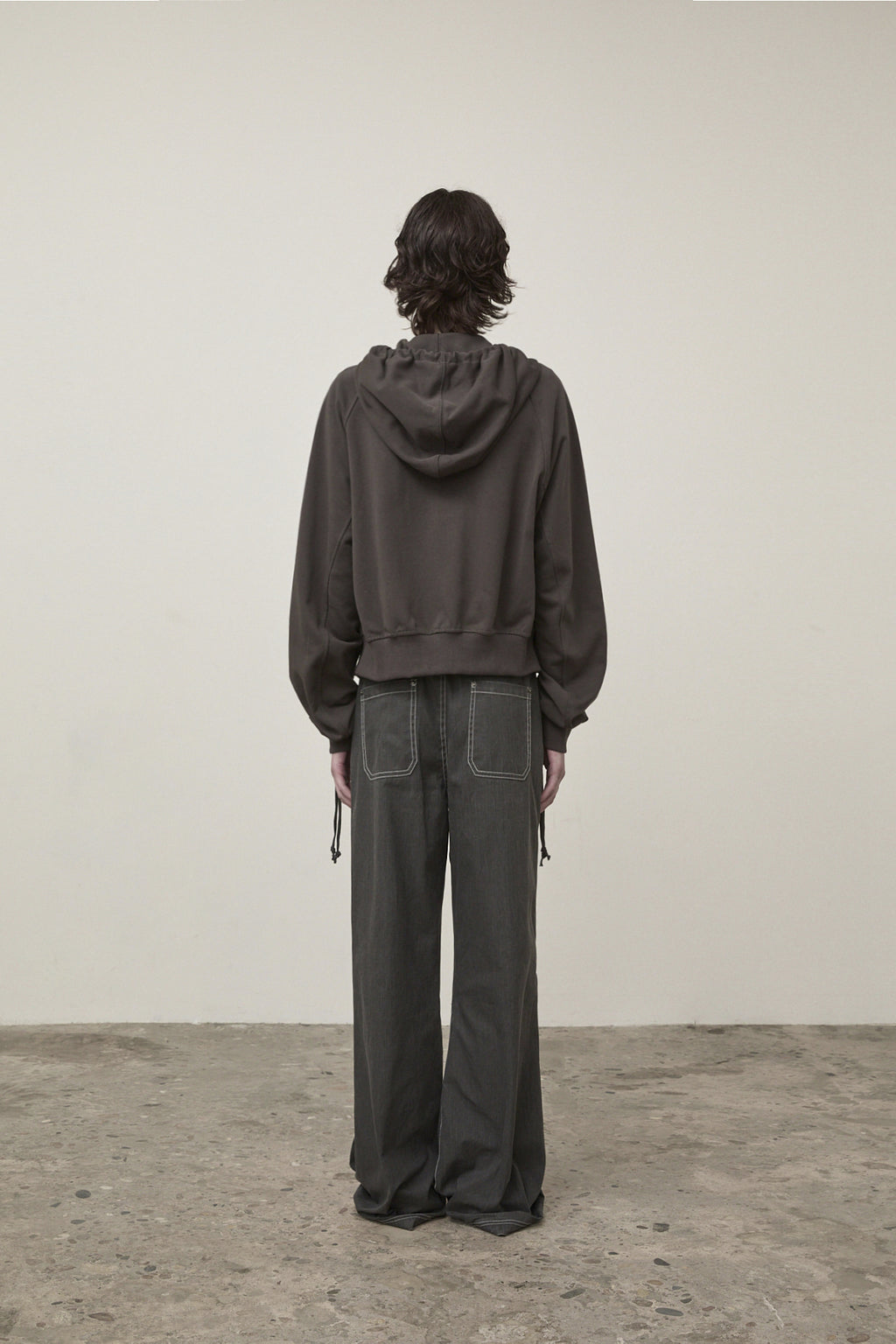 Matin Kim - Sleeve String Detail Hoody Zip Up (Charcoal) product image 11 | TRAB K-Fashion Australia