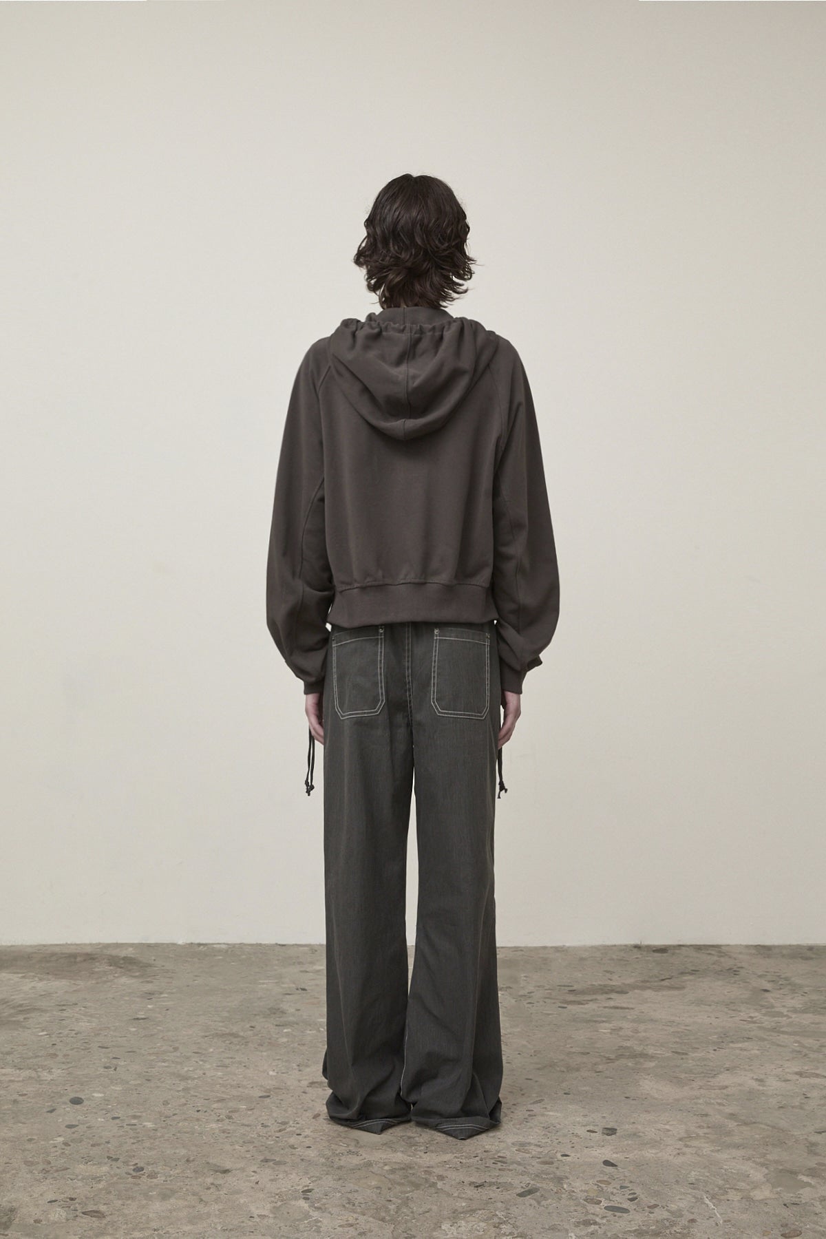Matin Kim - Sleeve String Detail Hoody Zip Up (Charcoal) product image 11 | TRAB K-Fashion Australia