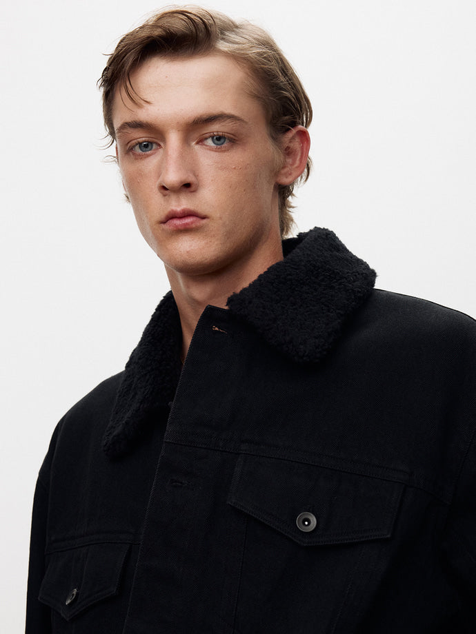 Tonywack - Wool Shearling Collar Denim Jacket (Washed Black) product image 10 | TRAB K-Fashion Australia