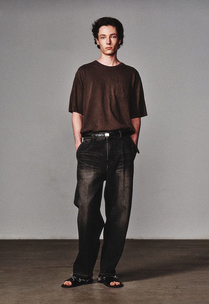 Art if acts - Garment Dyed Pocket T-Shirt (Brown) product image 1 | TRAB K-Fashion Australia