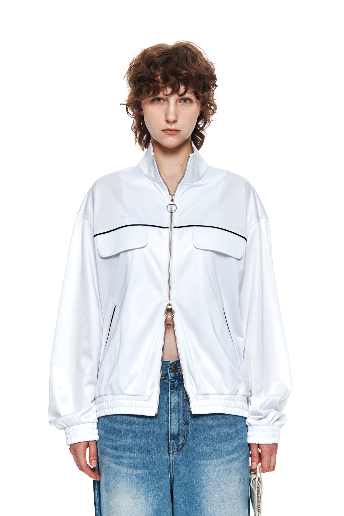Matin Kim - Back Logo Point Track Jumper (White) product image 5 | TRAB K-Fashion Australia