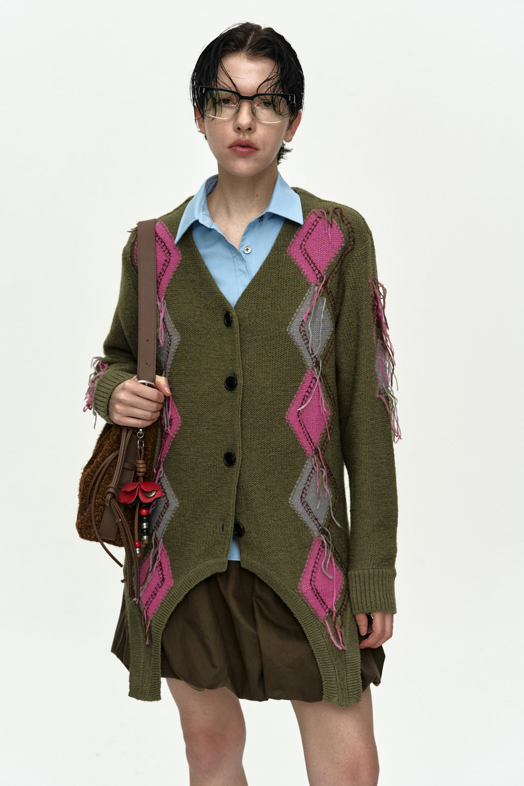 Andersson Bell - Gartered Argyle Cardigan (Khaki) product image 4 | TRAB K-Fashion Australia