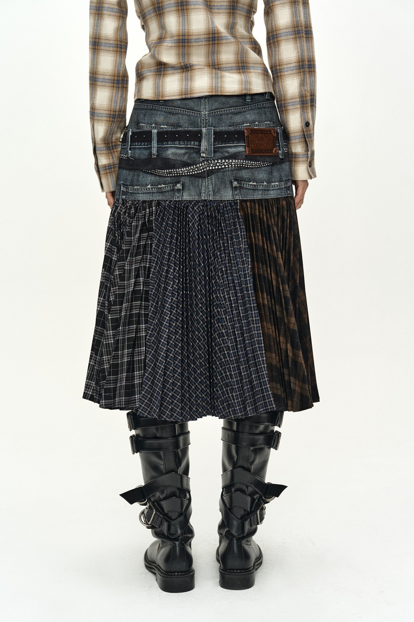 Andersson Bell - Double Belt Printed Accordion Pleats Skirt (blue) (Blue) product image 5 | TRAB K-Fashion Australia