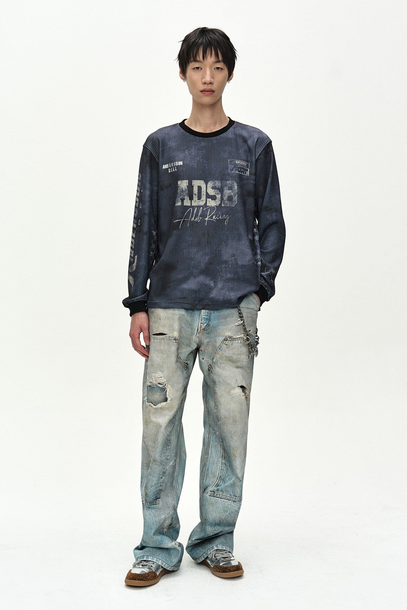 Andersson Bell - Distressed Trompe-L’œil Carpenter Jeans (mid Blue) (Mid Blue) product image 1 | TRAB K-Fashion Australia