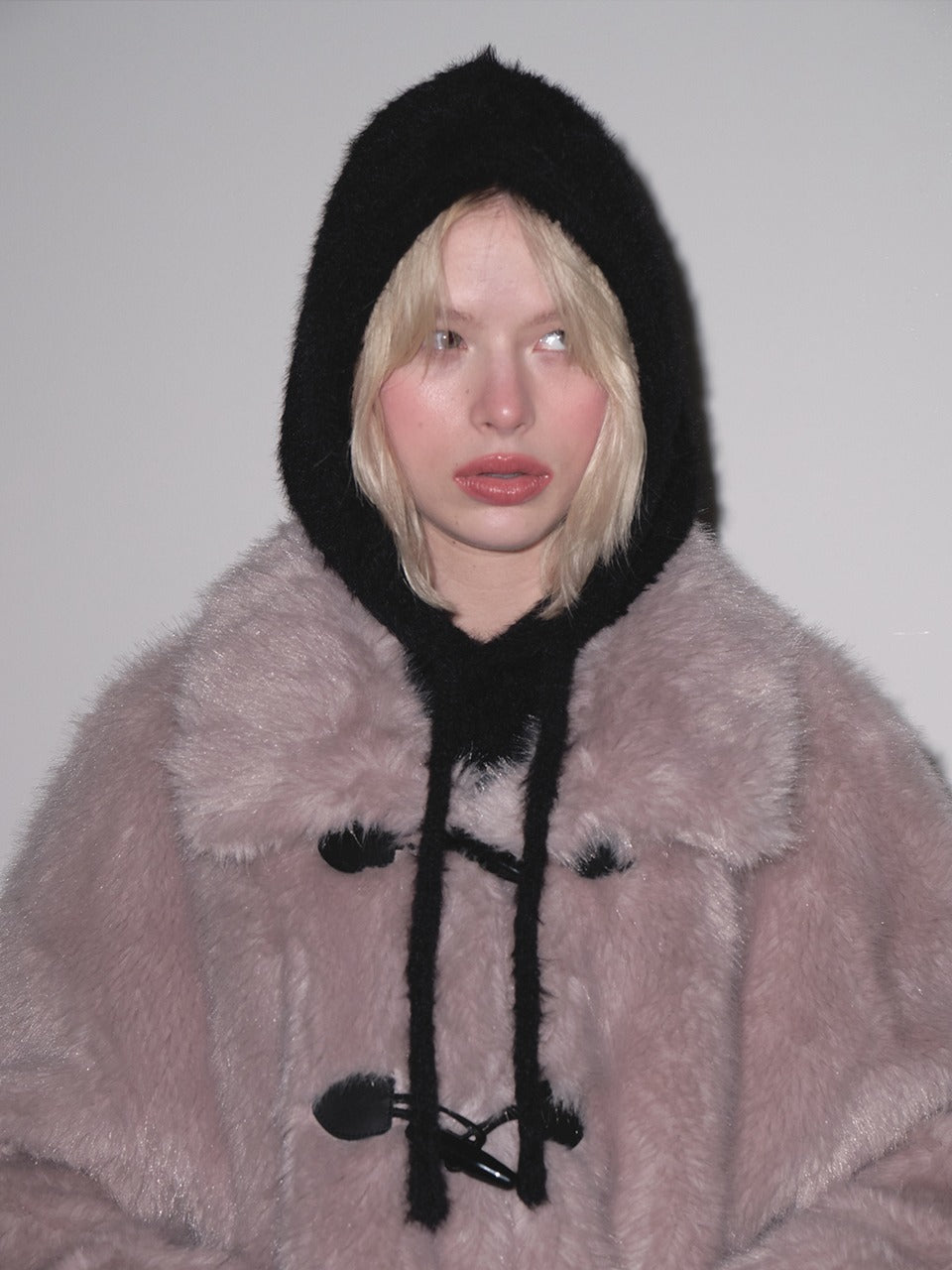 Margarin Fingers - Fluffy Button Balaclava (Black) product image 1 | TRAB K-Fashion Australia