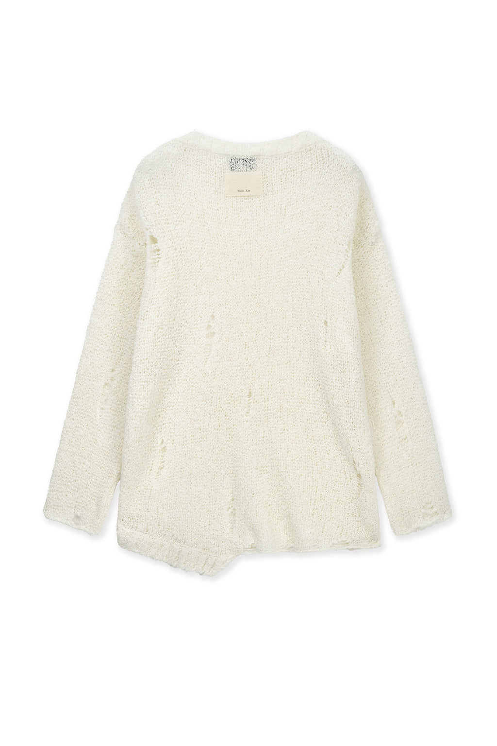 Matin Kim - Asymmetric Damaged Knit Pullover (Ivory) product image 2 | TRAB K-Fashion Australia